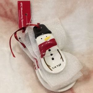 Christmas Ceramic Snowman Measuring Spoons Set of Three (multiple 1/4tspn) NWT